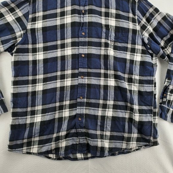 Chaps Shirt Men's Long Sleeve Flannel Button Up Collared Plaid Blue 2XL - Picture 3 of 12